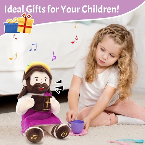 Yelakey Speaking Jesus Plush Doll 13.4",Religious Gift for Kids - color: Purple
