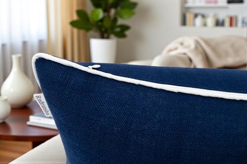 Rudransha Faith Bible Verse Embroidered 12x20 Lumbar Throw Pillow Cover - Navy Blue Cotton Scripture Christian Gift - Inspirational Quote Decor for Bed Sofa Couch Prayer Room - color: Navy Blue-faith