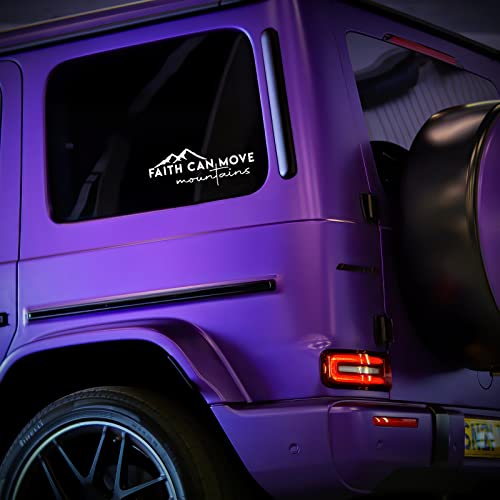 Faith Can Move Mountains Decal Vinyl Sticker Auto Car Truck Wall Laptop | White | 8" x 3"
