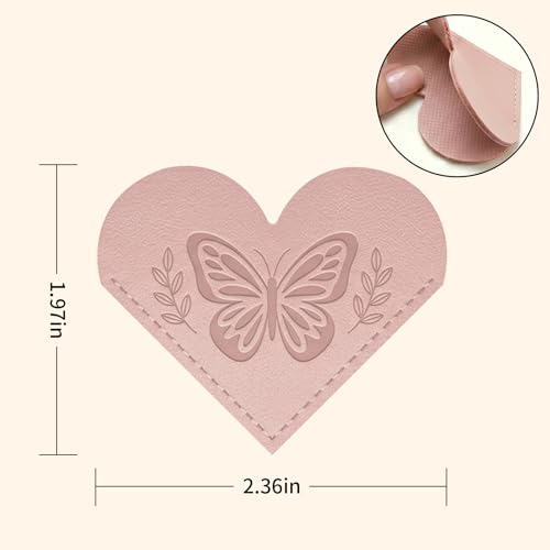 Leather Bookmarks for Women - 6 Pcs Butterfly Embossed Corner Page Bookmarks, Cute Heart Book Marks Gift for Book Reading Lovers Teachers Students, for School Office Home Supplies - color: Heart-butterfly