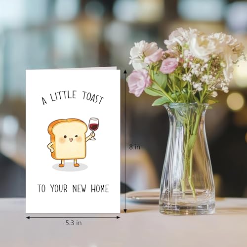 Cute Toast New Home Card for Men Women, Housewarming Card for New Homeowners, New Home Congratulations Cards - color: Toast New Home