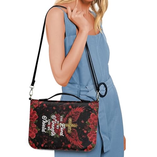 Book Covers Bible Covers for Women Men Large Size Bible Bag Tote - color: A Red Cross Rose, size: Large