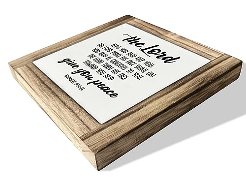 Christian Sign, Box Wood Plaques Desk Décor, Numbers 6:24-26, Bible Verse Sign, Table Art Signs, Home Decor, Religious Scripture Encouragement Gifts, The Lord Bless You and Keep You - Numbers 6:24-26 - color: Style9