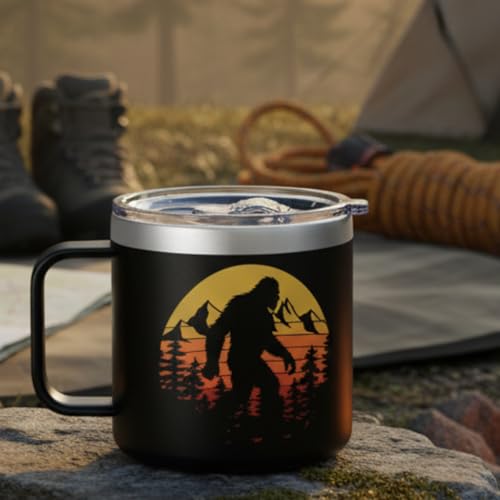 14 Oz Big foot Tumbler – Sasquatch Travel Cup for Men & Women, Funny Cryptid Coffee Mug, Big Foot Lover Gift, Keeps Drinks Hot & Cold - color: big foot believe