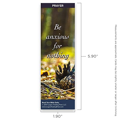 Christian Bookmark with Bible Verse, Pack of 25, Prayer Themed, Be Anxious for Nothing, Philippians 4:6-7