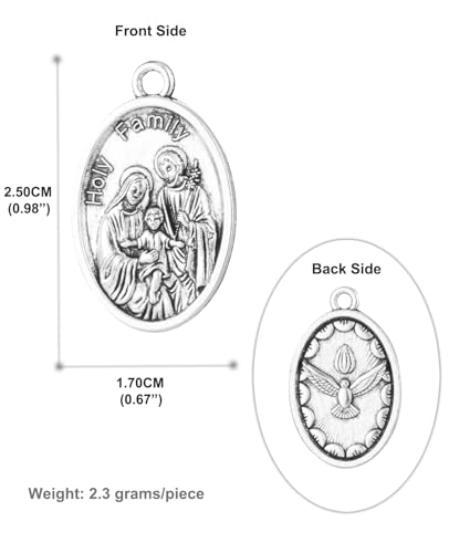 COTTVOTT Saint Therese of Lisieux/Saint Mother Teresa of Calcutta/Divine Mercy Jesus/Mater Dolorosa Patron Saint Medal Charm Pendant for DIY Rosary Necklace Bracelet Jewelry Making Part - color: 30pcs-Holy Family medal