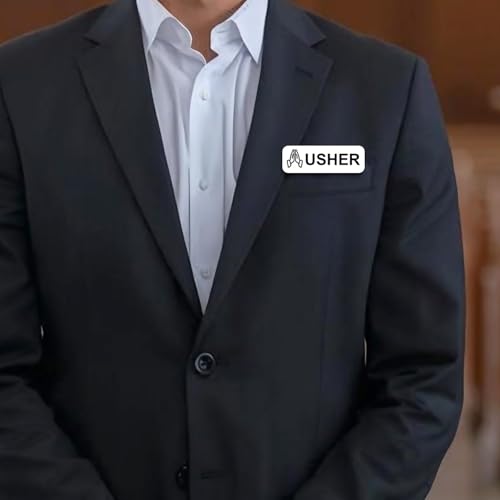 Usher 1 x 3 Name Tag/Badge, Black, Praying Hands (3 Pack) - color: Black, size: 3 Pack