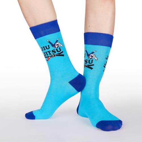 Jeasona Mens Socks Funny Fun Crazy Dress Crew Colorful Gifts for Men - color: Multicolored Jiu Jitsu Gifts 3 Pairs