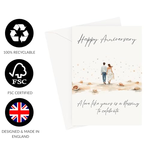 Christian Wedding Anniversary Card For Husband or Wife | Religious Wedding Milestone Anniversary Greeting Card For Couples with Inspiring Scripture and Bible Verses (A Love Like Yours Is A Blessing To Celebrate) - color: A Love Like Yours Is A Blessing To