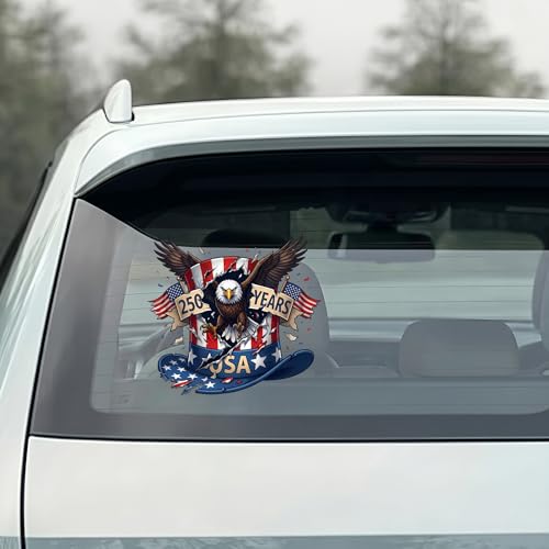 Uncle Sam Hat and American Flag Patriotic Car Decal - color: Sticker 250 Hat Eagle