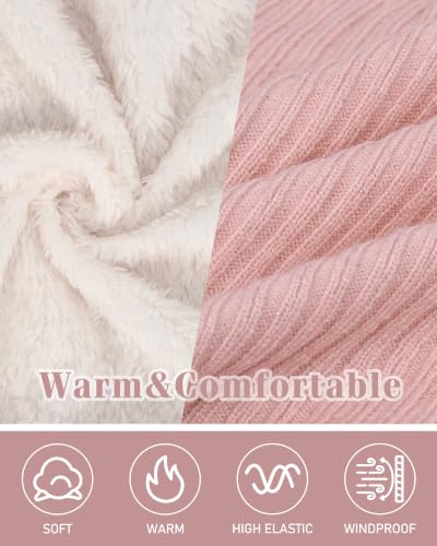 Chalier Infinity Scarf Neck Warmer, Fleece Lined Winter Scarves - color: A-pink