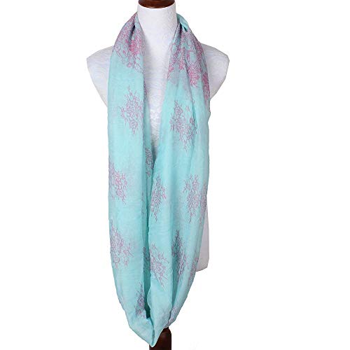 Fashion Lightweight Scarfs For Women Floral Print Many Style - color: 1303-blue