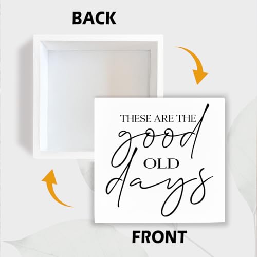 Farmhouse Wooden Sign, These Are The Good Old Days, Rustic Country Art, Entryway Accent, Positive Quote Sign, Home Desk Decor, Housewarming Gift, Box Signs Decor Tabletop, 5.1x5.1inches - color: Home 09