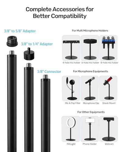 4-Slot Multi Microphone Holder + Desktop Microphone Stand