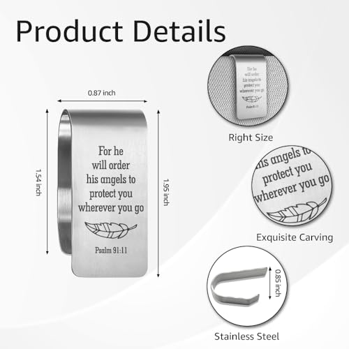 Psalm 91:11 Car Visor Clip, Guardian Angel Visor Clip for Men Women - color: Silver47