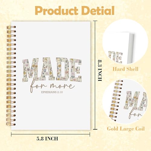 OJMFHEGEE Floral Made For More Christian Spiral Notebook 5.5x8.3 in, Religious Christian Bible Prayer Hardcover Notebook Journal Gifts for Women - color: Made For More