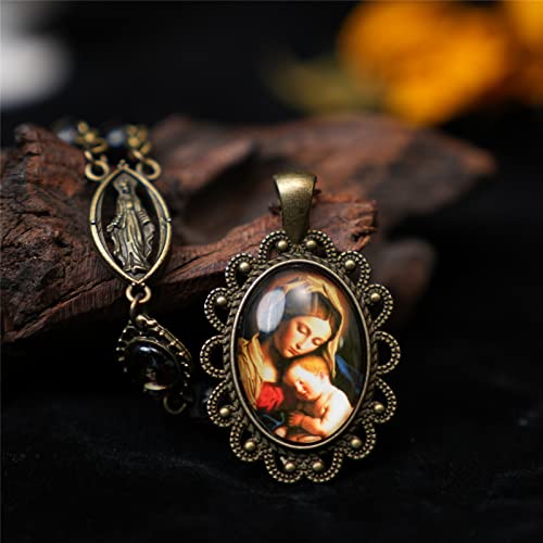 Seven Sorrows of Mary Rosary Chaplet 8mm Agate Beads Catholic Jewelry Necklace for Women Men - color: style 1