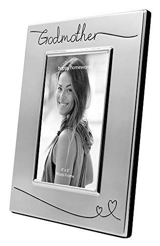 Haysom Interiors Beautiful Two Tone Silver Plated Godmother 4" x 6" Picture Frame with Black Velvet | Unique and Thoughtful Gift Idea by Happy Homewares - size: Godmother