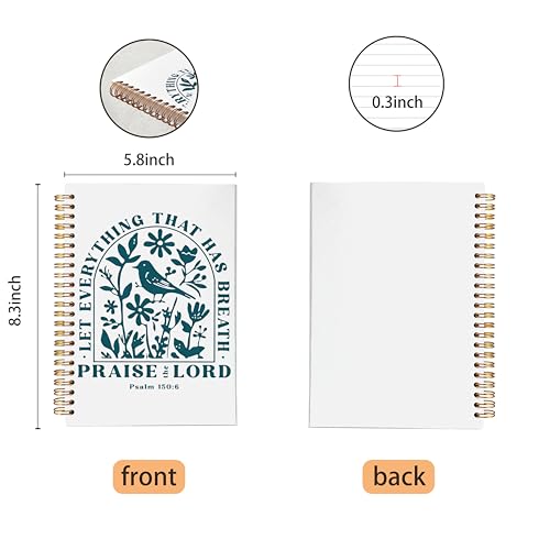 VNWEK Christian Flower Bird Spiral Notebook Journal 5.5 x 8.3 Inch, Let Everything That Has Breath Praise the Lord Bible Journal, Religious Scripture Lined Hardcover Spiral Notebook - color: 30-XZ-bible-notebook