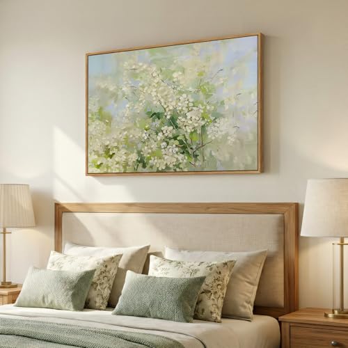 Framed Green Floral Botanical Wall Art for Living Room, 24x36 In - color: Sage Green