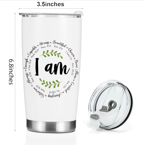 Christian Gifts for Women Men Girls Tumbler, Inspirational Bible Verse Scripture Gifts Birthday Christmas, Faith Religious Coffee Mug Stainless Steel Vacuum Insulated Double Wall Travel Cup with Lid - color: I Am Strong 1224