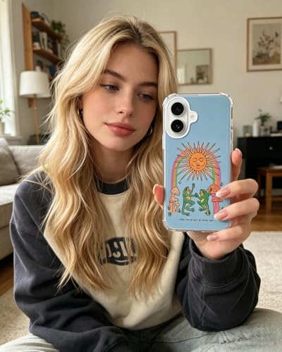 Hippie Dancing Frogs and Sun Phone Case Compatible with iPhone 17 - color: Frogs and Sun