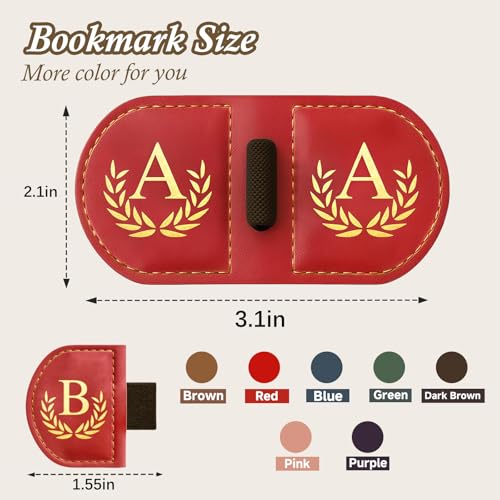 Personalized Leather Magnetic Bookmark with Pen Holder, Custom Bygone Mark Bookmark with Pen Holder, Custom Bookmarks with 26 Letters for Reading Women, Men, Teachers, Book Lovers?Coffee?A? - color: Coffee