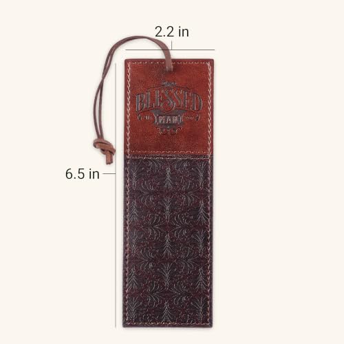 Christian Art Gifts Premium Faux Leather Scripture Bookmark: Blessed Man