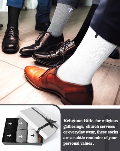 Shihanee 6 Pairs Cross Socks for Men Women - color: Black, White, Dark Grey