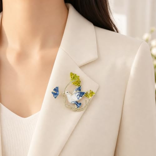 Enamel Bird Theme Brooch Pin for Women, Vintage Flying Bird Lapel Pin - color: Dove4