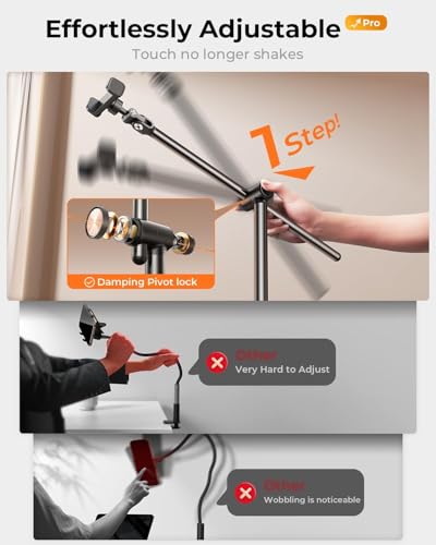 DIMONCOAT [Height-Adjustable & 360° Rotation Tablet Floor Stand Stable Base - color: BLACK - 6X STABLE WEIGHTED BASE, size: For 4.7-15.6 Inch