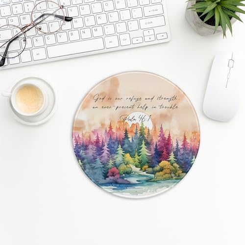 Watercolor Forest Christian Mouse Pad 7.9x7.9 Inch, Psalm 46:1 Bible Verse Mouse Pads for Desk Home Office Dorm Computers Laptop, Religious Office Supplies Desk Accessories - color: Cute Sloth 27A