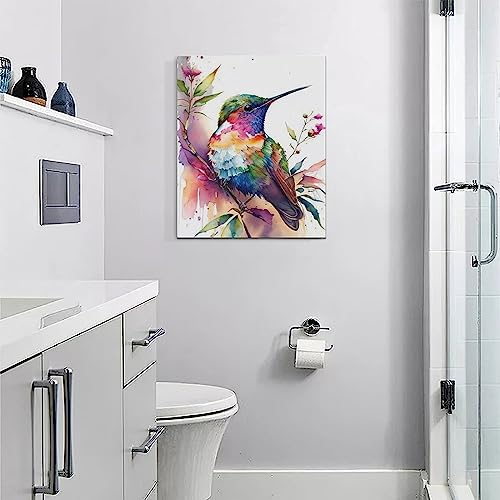 Yibuda Country Hummingbird Floral Wall Decor Colorful Flower Bird Pictures Art Watercolor Canvas Print Painting Framed Modern Home Artwork Decorations For Bedroom Kitchen Office 16''x20'' - color: Hummingbird, size: 20"L x 16"W