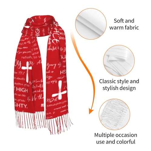 Prayer Shawls and Wraps for Women, Jesus Christian Gifts Bible Scarf Super Soft Fashion Shawl With Tassel - color: Red