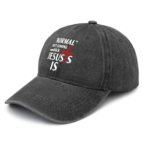 Y'Alls Need Jesus Hats for Mens Aesthetic Washed Distressed Baseball Cap - color: Normal Isn't Coming Back Jesus is 7