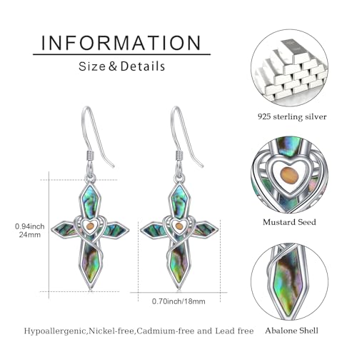 Mountain Mustard Seed Earrings for Women 925 Sterling Silver Lotus/Cross Dangle Drop Earring Christian Jewelry Outdoor Birthday Graduation Gifts - style: Mustard Seed