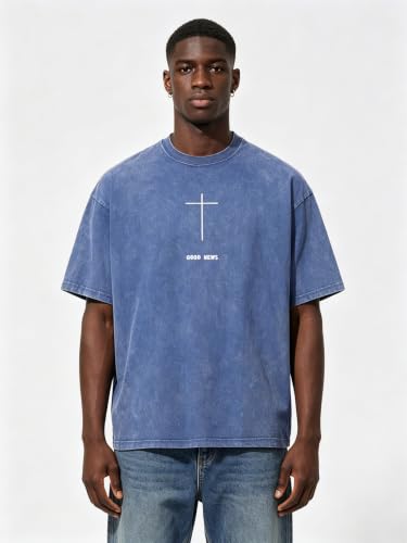 Good News Cross Vintage Washed Oversized Short Sleeve Unisex T-Shirt - size: X-Large