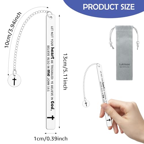 Bible Bookmark for Women Book Lovers Christian Book Marker Gifts for Reader Teens Girls Religious Bookmarks Church Cross Chain Scripture for First Communion - color: Religious Bookmark 09