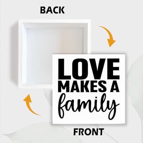 Motivational Home Decorate, Love Makes a Family, Rustic Farmhouse Wall Sign, Wedding Gift, Christian Quotes Decor, Living Room Decor, Family Wall Decoration, Home Desk Decorate, 5.1x5.1inches - color: Home 03