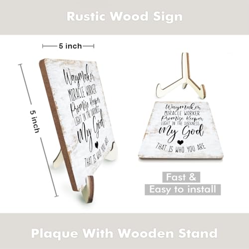 Rustic Wooden Sign (5.1x5.1 inches) - Motivational Christian Bible Verse Decor - Tabletop Desk Office Home Decor - 3 Count - color: MyGod