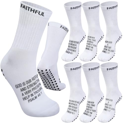 Glitopper 6 Pairs Cross Grip Soccer Socks US 6-13 christian - color: White, style: Motivate