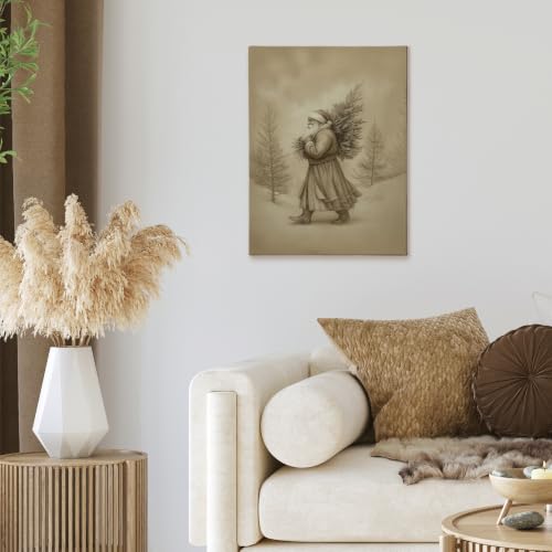 XINCEYWJ Vintage Neutral Christmas Santa Claus Wall Art Decor 11x14 Inches - color: vintage santa, size: 11x14in