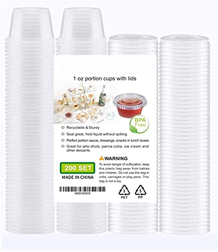 200-1oz Clear Polypropylene Small Plastic Containers | cups | with lids - size: Small (Pack of 1)