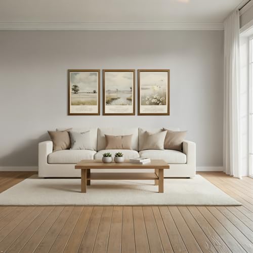 Set of 3 Christian Wall Art 12x16 Inch Framed Canvas Prints, Bible Verse Scripture Decor with Solid Wood Frame, Psalm 46:10 Psalm 23 Luke 12:27 Religious Farmhouse Wall Decor for Living Room Bedroom - color: jingwen, size: 16"L x 12"W