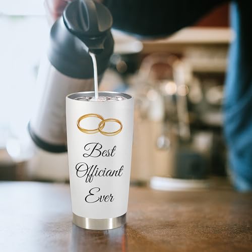 Personalized Wedding Officiant Gift 20oz Stainless Steel Tumbler – Customized “Best Officiant Ever” Drinking Cup -Wedding Day Gift from Bride and Groom - color: OFFICIANT-WED-TU-1