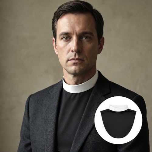 Clerical Bib Clergy Collar Priest Collar with Insert White Tab - style: White-collar Black Body