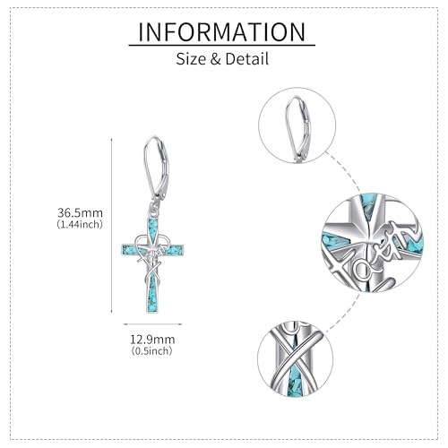 Cross Earrings 925 Sterling Silver Dangle Earring Gifts for Women - style: Cross Faith
