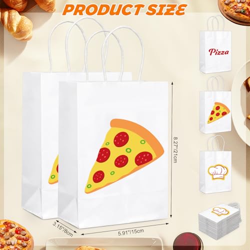 Weekgrat 18 Pcs Pizza Party Themed Bags with Handles 3 Styles Double Side Print Snack Candy Gift Bag for Pizza Party Decor Supplies - style: Pizza