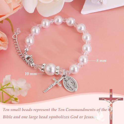 PEALICIOUS First Communion Gifts for Girls Boys, Cute Cross Bracelet as 1st Communion Favors Holy Religious Jewelry Christian Catholic Gifts for Son Daughter Niece, Easter Basket Stuffers for Teen - style: Girls First Communion