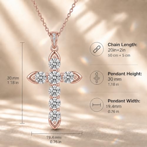 Cross Necklace 18k Gold Plated Christian Faith Jewelry Gift for Women - color: Cross-Rose Gold